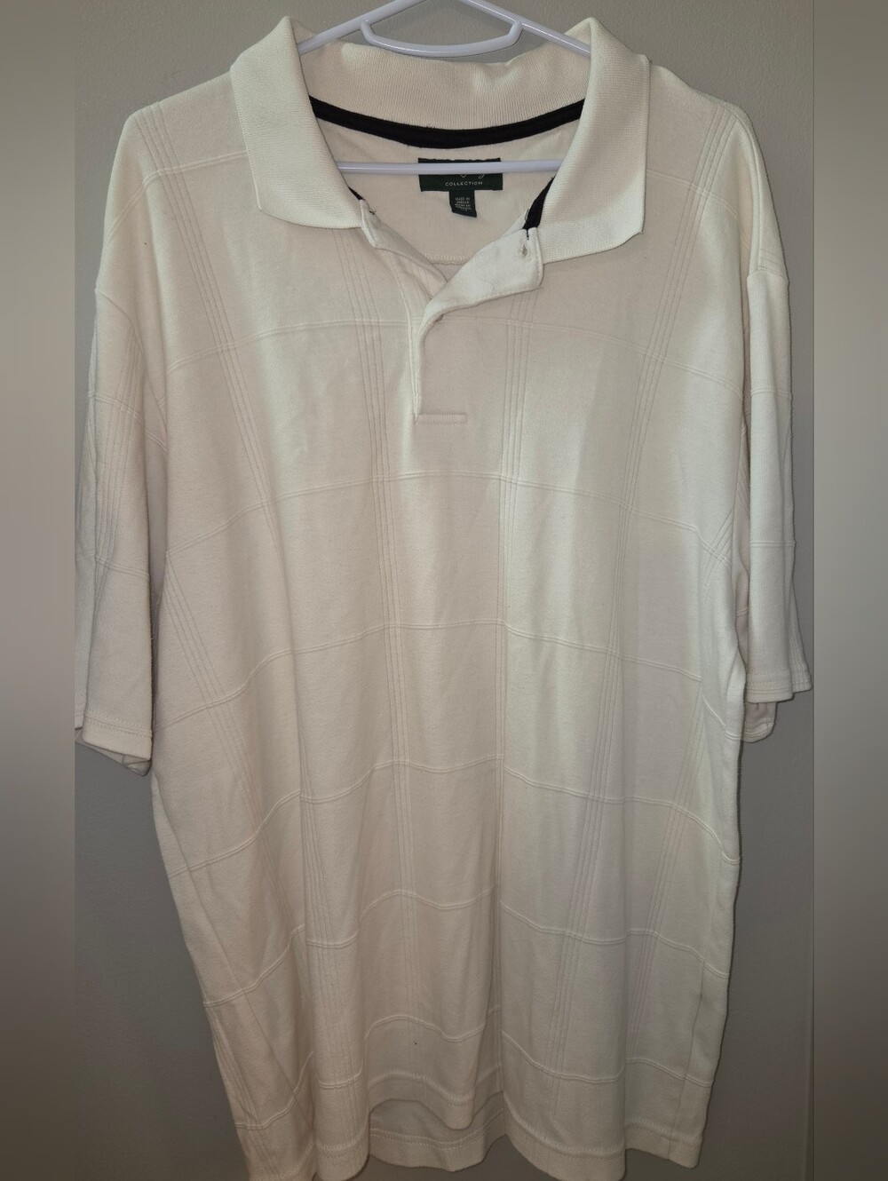 David Taylor Men's Cream Textured Polo Shirt